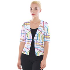 Tube Map Seamless Pattern Cropped Button Cardigan