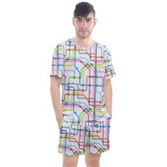 Tube Map Seamless Pattern Men s Mesh Tee And Shorts Set