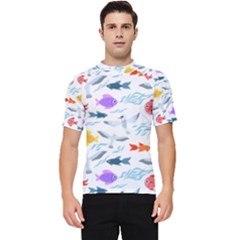 Animal Fish Bird Animals Ocean Pattern Men s Short Sleeve Rash Guard by Jancukart