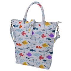 Animal Fish Bird Animals Ocean Pattern Buckle Top Tote Bag