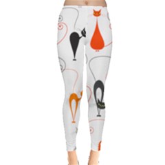 Cartoon Cat Seamless Pattern Graphic Leggings  by Jancukart