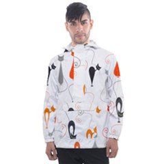 Cartoon Cat Seamless Pattern Graphic Men s Front Pocket Pullover Windbreaker by Jancukart