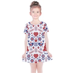 Scandinavian Folk Seamless Pattern Kids  Simple Cotton Dress by Jancukart