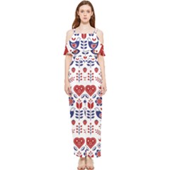 Scandinavian Folk Seamless Pattern Draped Sleeveless Chiffon Jumpsuit