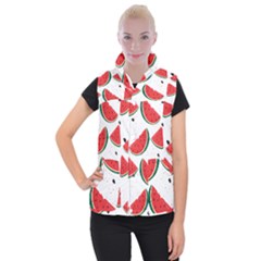 Watermelon Seamless Pattern Women s Button Up Vest by Jancukart