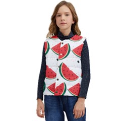 Watermelon Seamless Pattern Kid s Short Button Up Puffer Vest	 by Jancukart