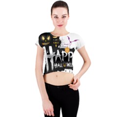 Happy Halloween Crew Neck Crop Top by Jancukart