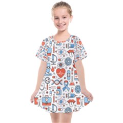 Medical Icons Square Seamless Pattern Kids  Smock Dress by Jancukart
