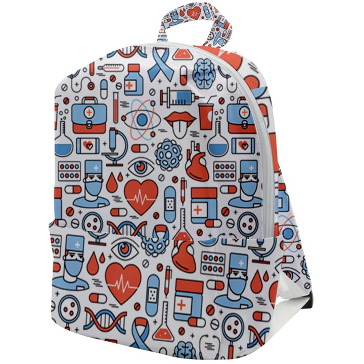 Medical Icons Square Seamless Pattern Zip Up Backpack