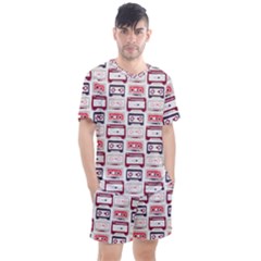 Cassettes Seamless Pattern Men s Mesh Tee And Shorts Set