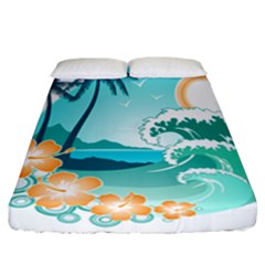 Paradise Heaven Holiday Beach Orange Ocean Fitted Sheet (california King Size)
