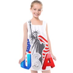 New York City Holiday United States Usa Kids  Cross Back Dress by Jancukart