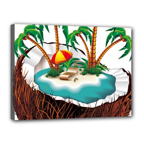 Coconut And Holiday Beach Food Canvas 16  X 12  (stretched) by Jancukart