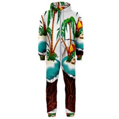 Coconut And Holiday Beach Food Hooded Jumpsuit (men) by Jancukart