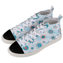 Beautifule Snowflake Decorative Pattern Seamless Men s Mid-top Canvas Sneakers