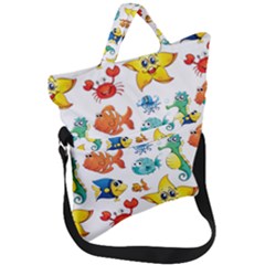Fish Ocean Water Sea Life Seamless Background Fold Over Handle Tote Bag