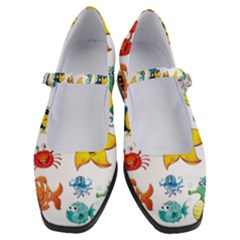 Fish Ocean Water Sea Life Seamless Background Women s Mary Jane Shoes