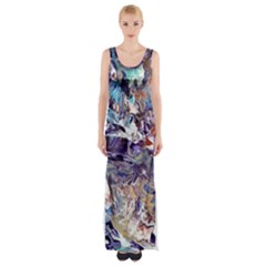 Abstract Cross Currents Thigh Split Maxi Dress