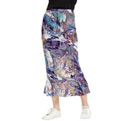 Abstract Cross Currents Maxi Fishtail Chiffon Skirt by kaleidomarblingart