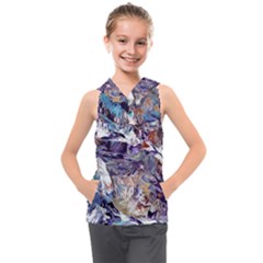 Abstract Cross Currents Kids  Sleeveless Hoodie by kaleidomarblingart