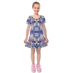 Amethyst Repeats Kids  Short Sleeve Velvet Dress by kaleidomarblingart