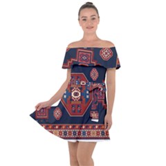 Armenian Carpet Off Shoulder Velour Dress