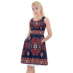Armenian Carpet Knee Length Skater Dress With Pockets