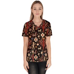 Carpet-symbols Women s V-neck Scrub Top by Gohar