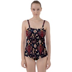 Carpet-symbols Twist Front Tankini Set by Gohar