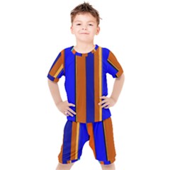 Abstract Blue And Orange 930 Kids  Tee And Shorts Set by KorokStudios