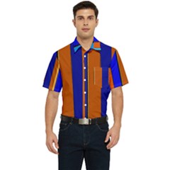 Abstract Blue And Orange 930 Men s Short Sleeve Pocket Shirt 