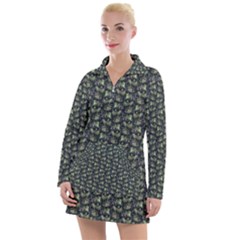 Robot Skull Extreme Close Up Women s Long Sleeve Casual Dress by dflcprintsclothing
