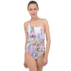 Easter Village  Classic One Shoulder Swimsuit by ConteMonfrey