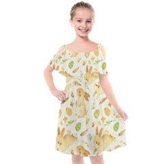 Cute Rabbits - Easter Spirit  Kids  Cut Out Shoulders Chiffon Dress by ConteMonfrey