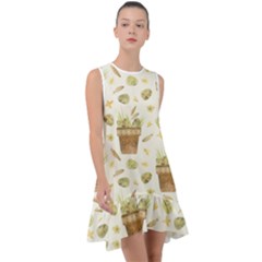 Plant Pot Easter Frill Swing Dress by ConteMonfrey