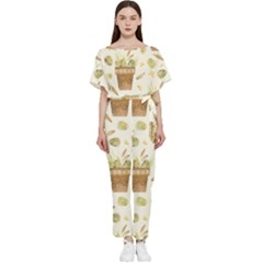 Plant Pot Easter Batwing Lightweight Chiffon Jumpsuit by ConteMonfrey