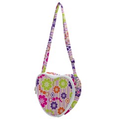 Multicolored Floral Wallpaper Pattern Background Texture Surface Heart Shoulder Bag