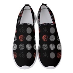Black And Multicolored Polka Dot Wallpaper Artwork Digital Art Women s Slip On Sneakers by danenraven