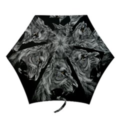 Roar Angry Male Lion Black Mini Folding Umbrellas by danenraven