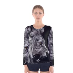 Roar Angry Male Lion Black Women s Long Sleeve Tee