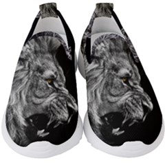 Roar Angry Male Lion Black Kids  Slip On Sneakers by danenraven