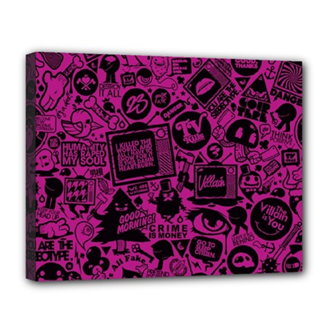 Pink And Black Logo Illustration Canvas 14  X 11  (stretched) by danenraven