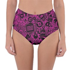 Pink And Black Logo Illustration Reversible High-waist Bikini Bottoms by danenraven