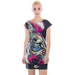 Angry Male Lion Roar Cap Sleeve Bodycon Dress by danenraven