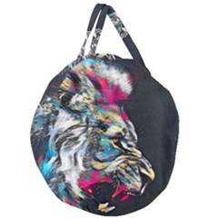 Angry Male Lion Roar Giant Round Zipper Tote by danenraven