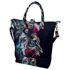 Angry Male Lion Roar Buckle Top Tote Bag by danenraven