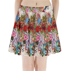 Multicolored Floral Digital Wallpaper Abstract Flowers Heart Free Download Pleated Mini Skirt by danenraven