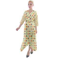 Christmas Textur 05 Quarter Sleeve Wrap Front Maxi Dress by artworkshop