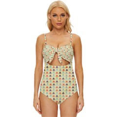 Christmas textur 05 Knot Front One-Piece Swimsuit