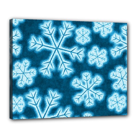 Snowflakes And Star Patterns Blue Frost Canvas 20  X 16  (stretched) by artworkshop